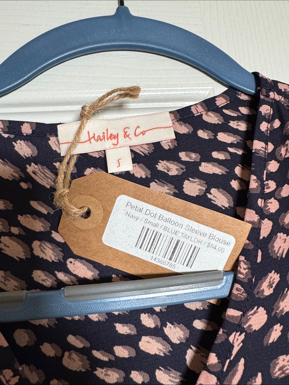 NWT Hailey & Co Women's Black Blouse with Pink Dot Print - balloon sleeve small - Picture 2 of 5